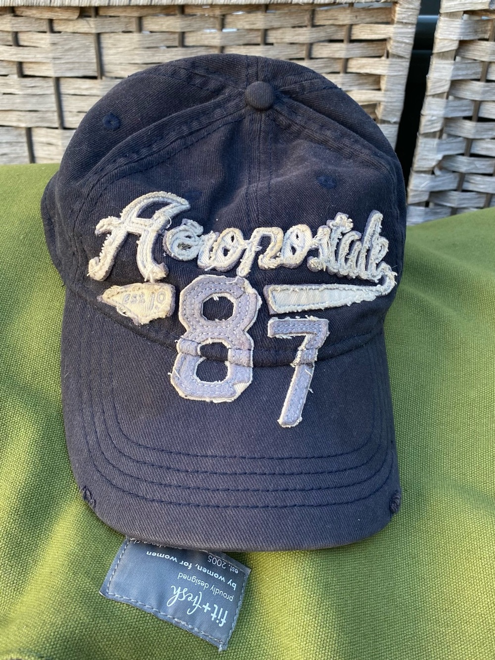 2010 Aeropostale 87 Distressed Navy Blue Baseball Fitted Cap